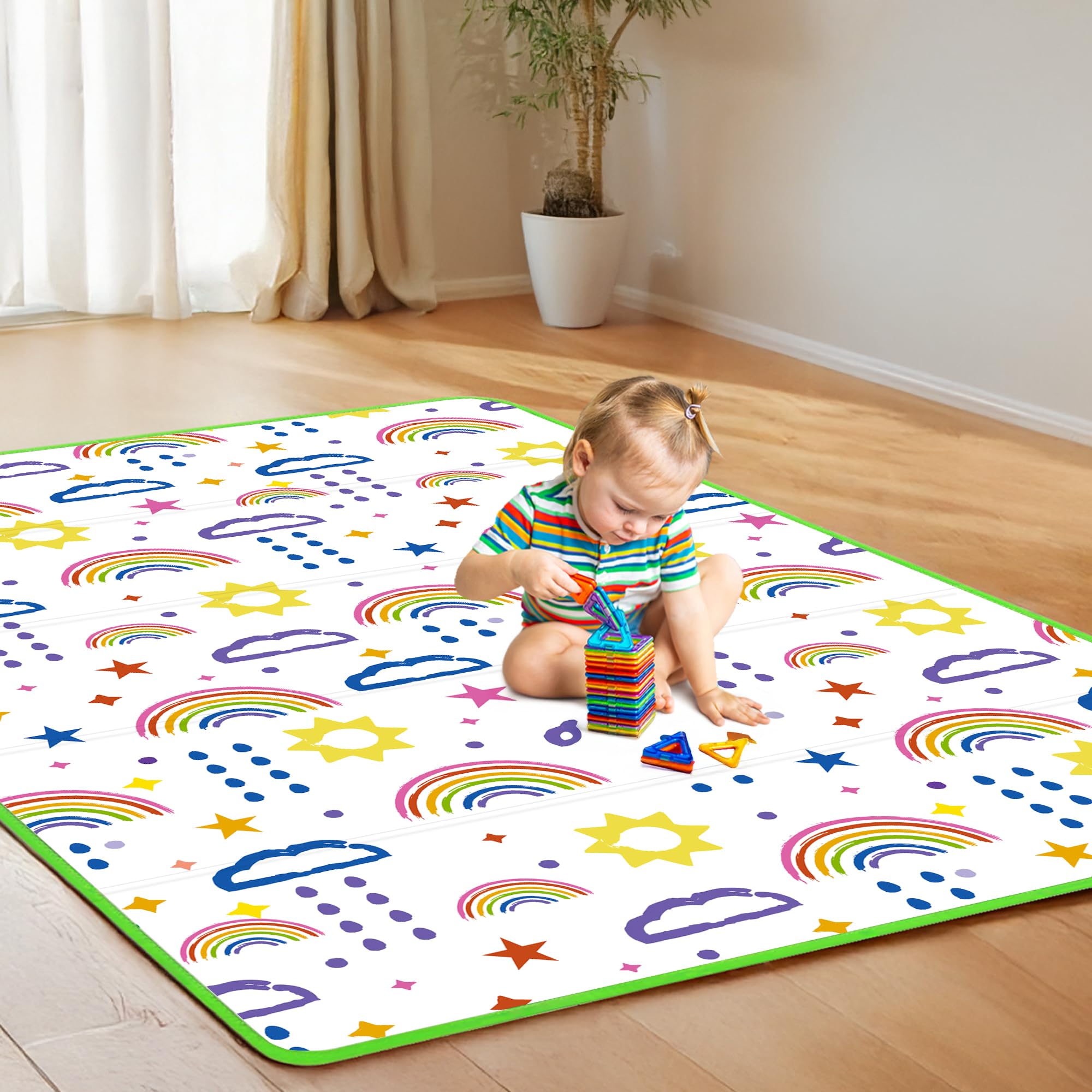 PLASKIDY baby play mat foldable foam for easy transport.