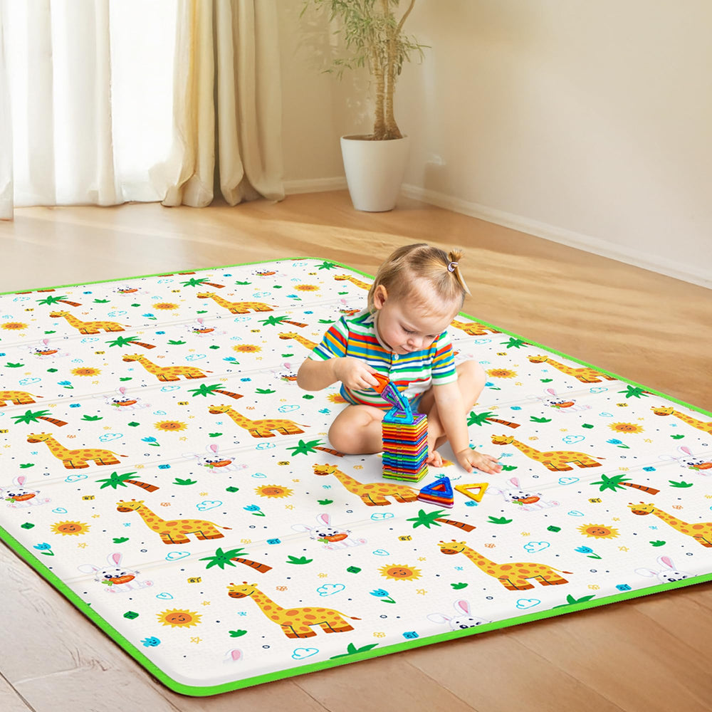 PLASKIDY baby play mat includes storage case for tidy travel.