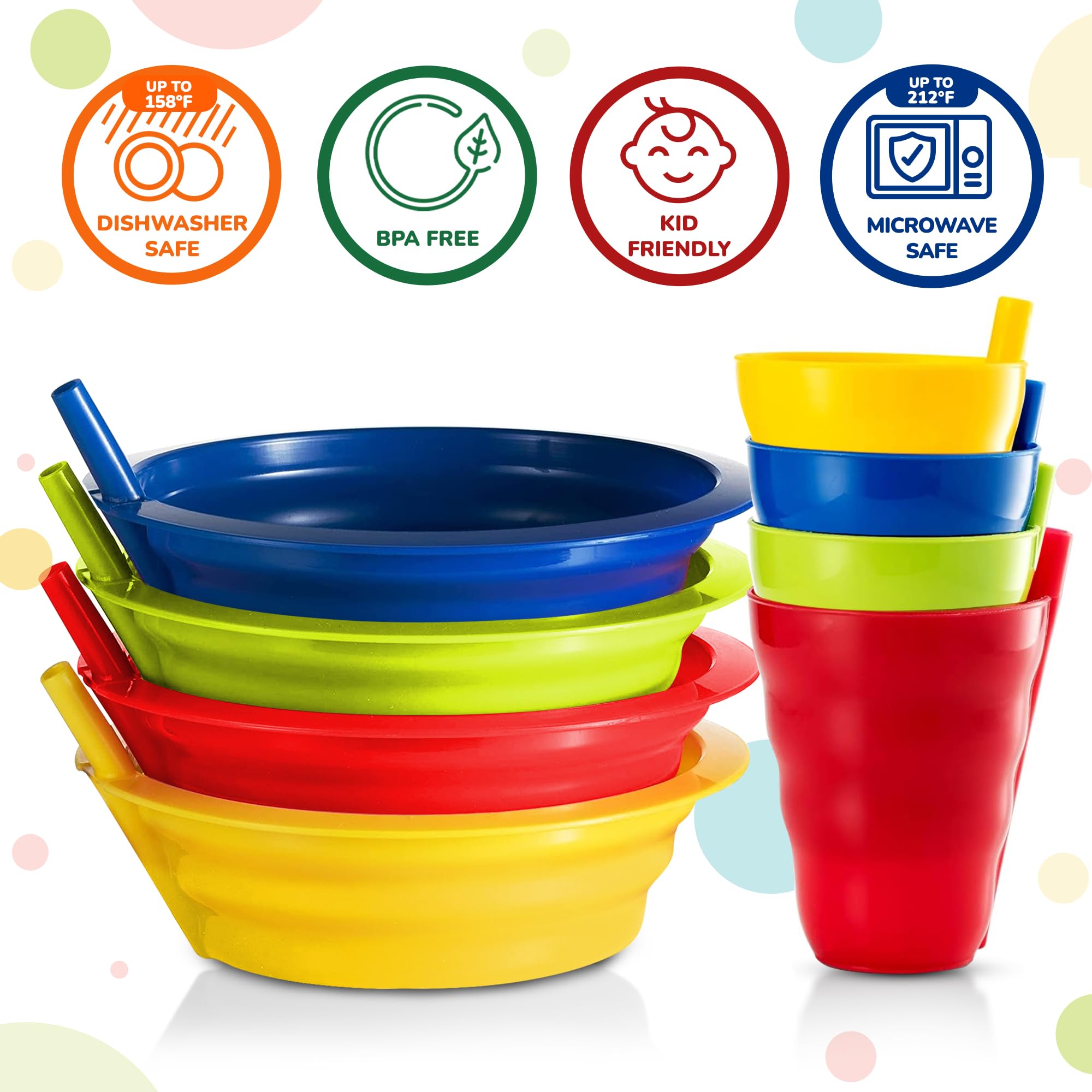 PLASKIDY kids straw cups with built-in straws promote easy sipping for kids