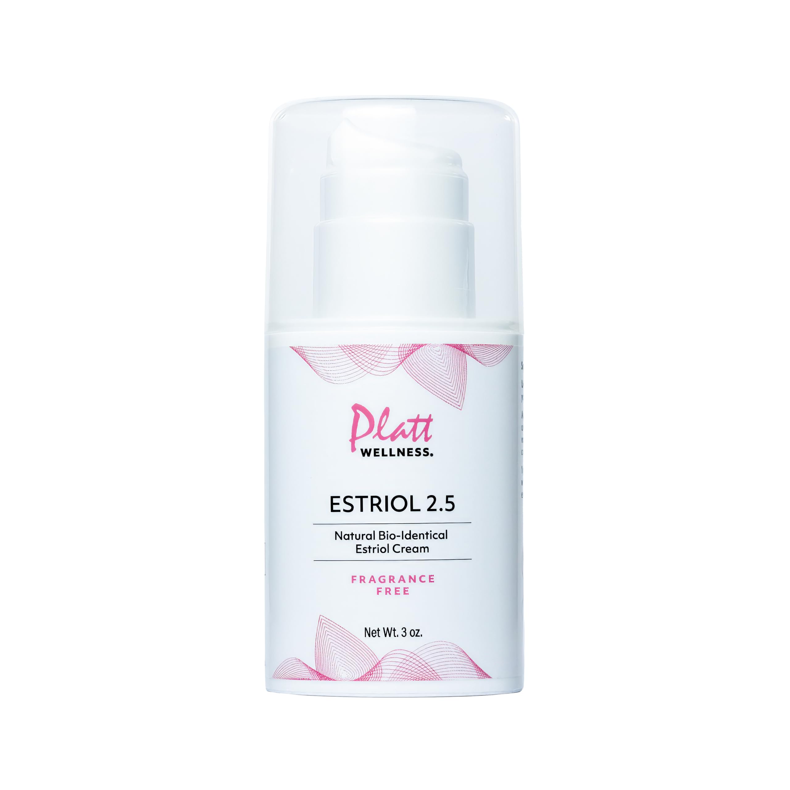 Platt Wellness Estriol cream bottle on a clean surface for daily skin support.