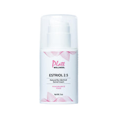 Platt Wellness Estriol cream bottle on a clean surface for daily skin support.