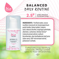 Platt Wellness Estriol cream bottle shows the 1/4 tsp dosing guidance for easy daily use.