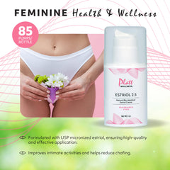 Platt Wellness Estriol cream label close-up highlights bio-identical plant-derived estriol.