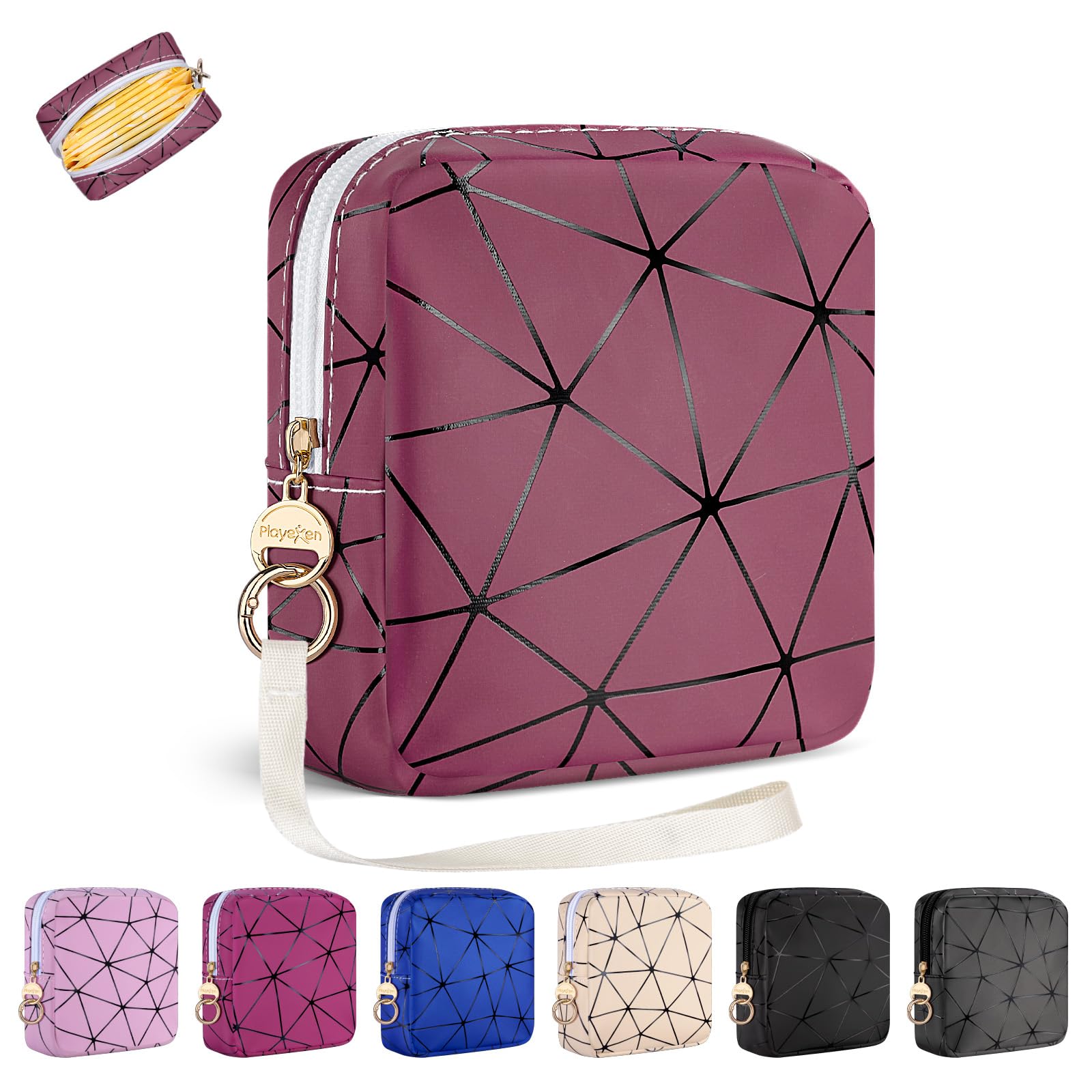 Playexen period bag in bean paste red securely stores feminine hygiene items on the go.