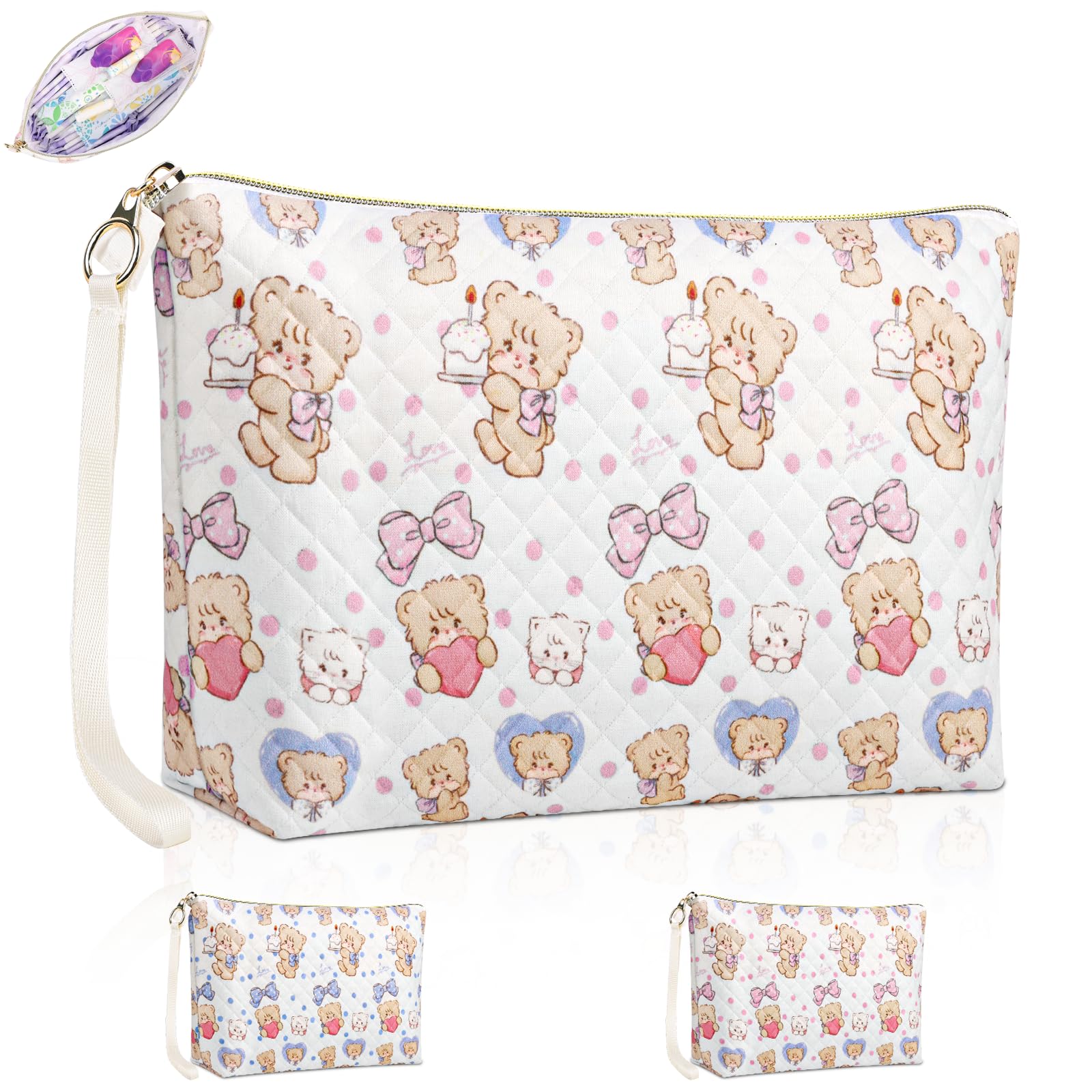 Playexen period bag with cute bears in pink for discreet everyday use