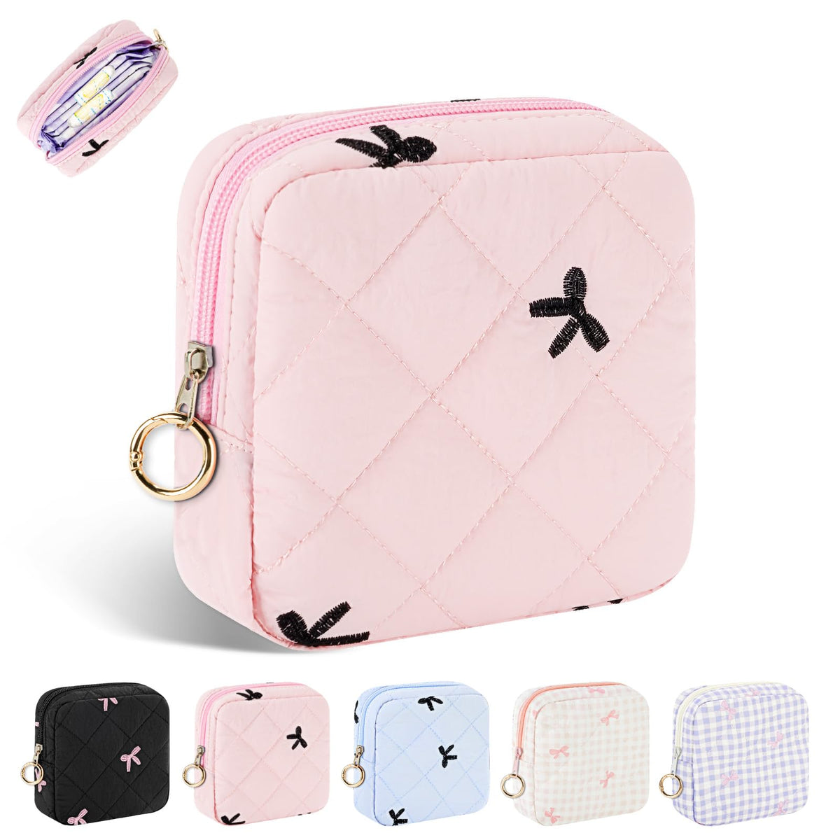 Playexen pink bow-tie period bag for discreet on-the-go storage