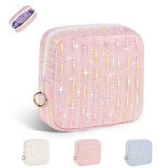Playexen period bag pink lines front view for discreet napkin storage