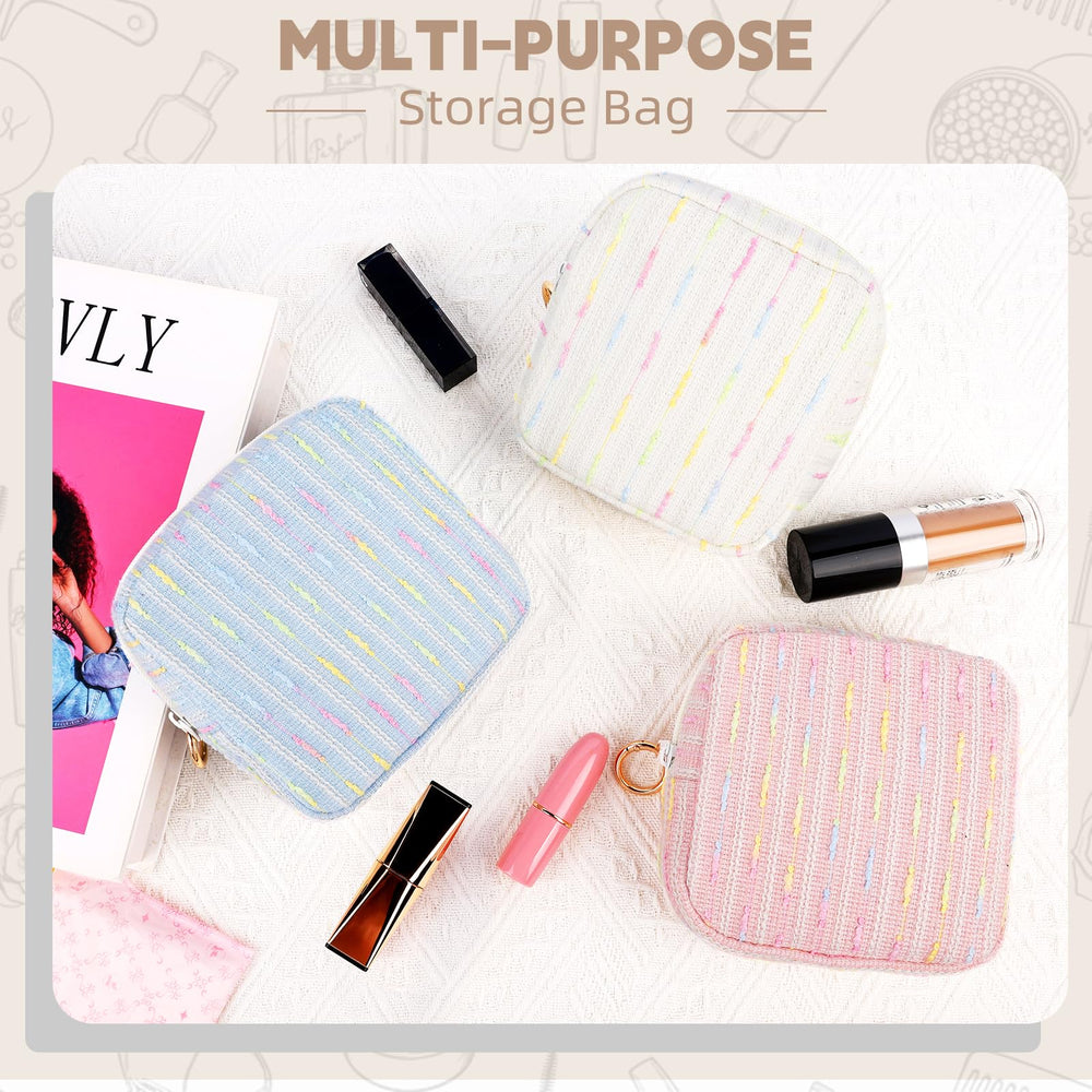 Playexen period bag pink lines inner pockets keep cosmetics and essentials organized