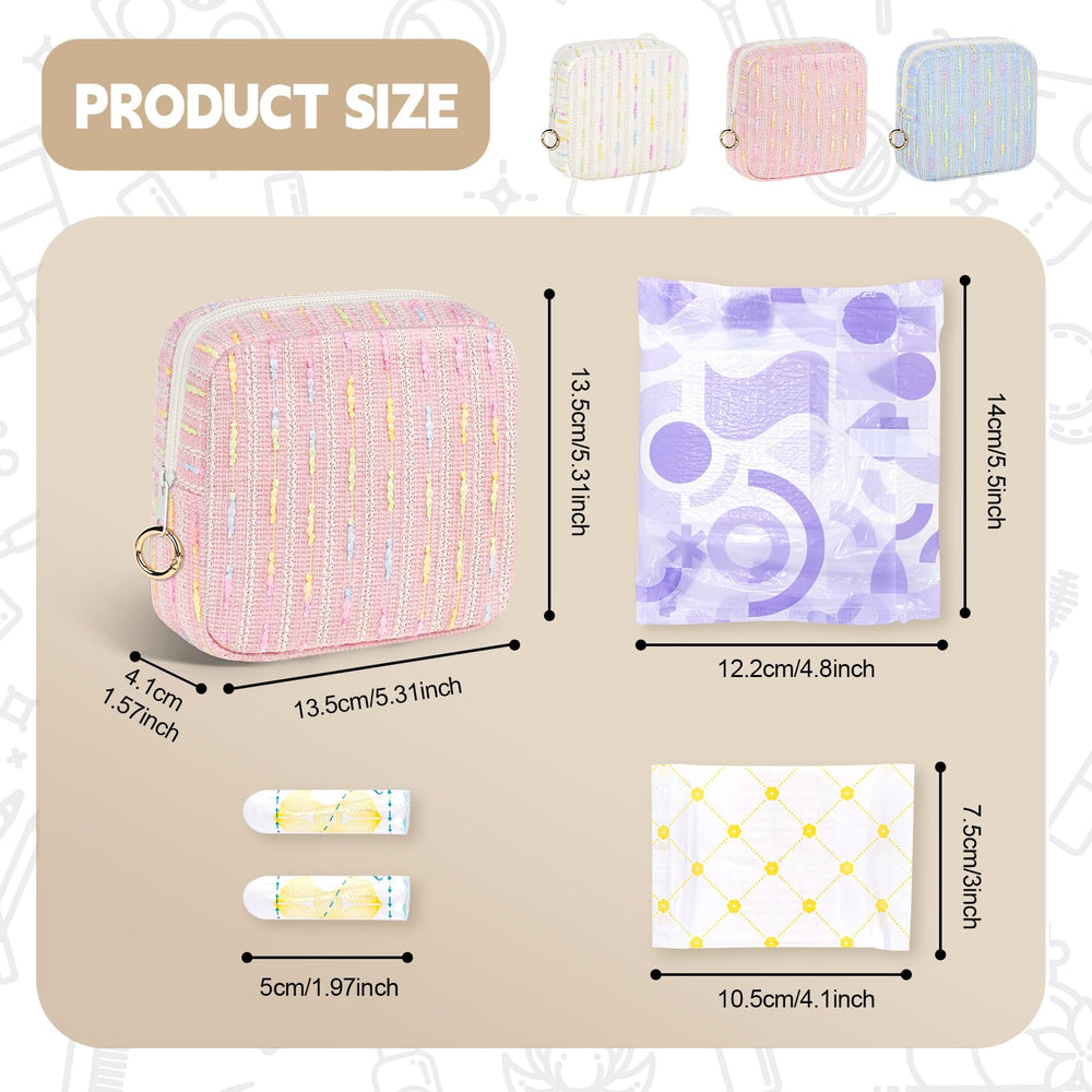 Playexen period bag pink lines open compartments for easy napkin and tampon access