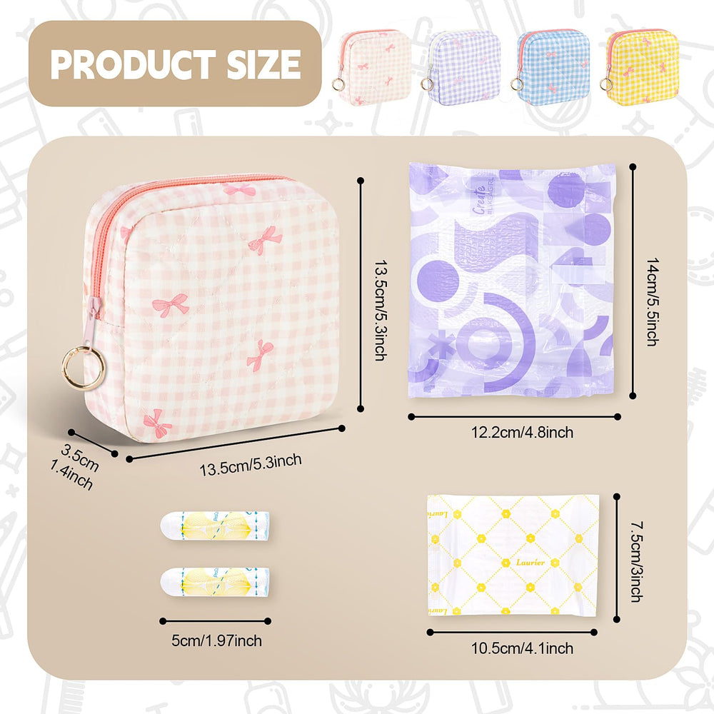 Playexen period bag capacity preview showing space for pads and tampons on the go.