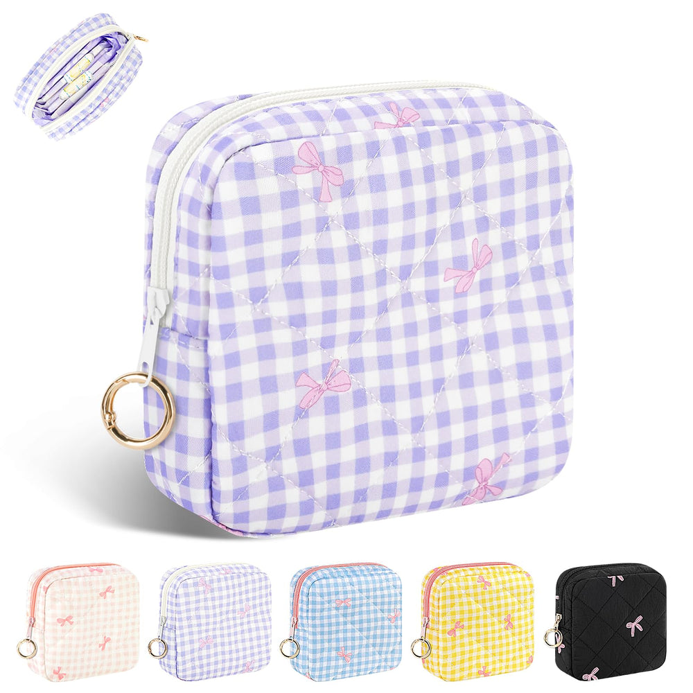 Playexen period bag plaid purple closeup highlighting durable canvas and stylish look.