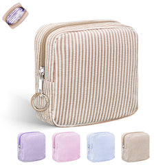 Playexen period bag front view in striped khaki for discreet storage.