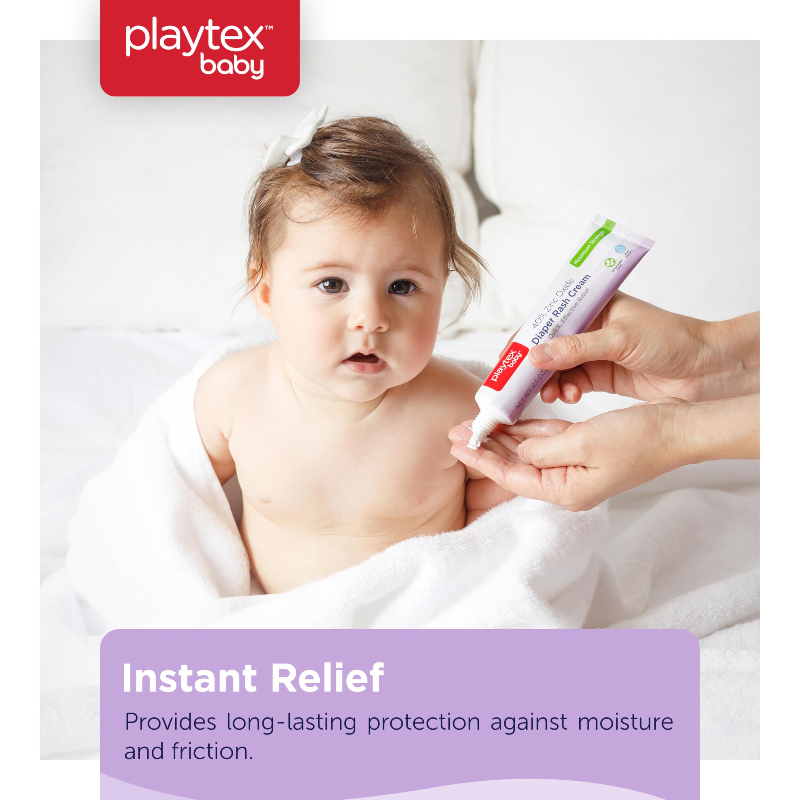 Fragrance-free Playtex Baby diaper rash cream suitable for sensitive skin.