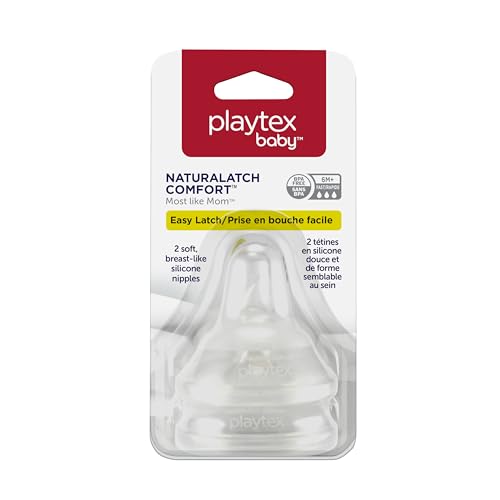 Playtex NaturaLatch fast-flow nipple close-up, enabling quicker feeds with less effort.