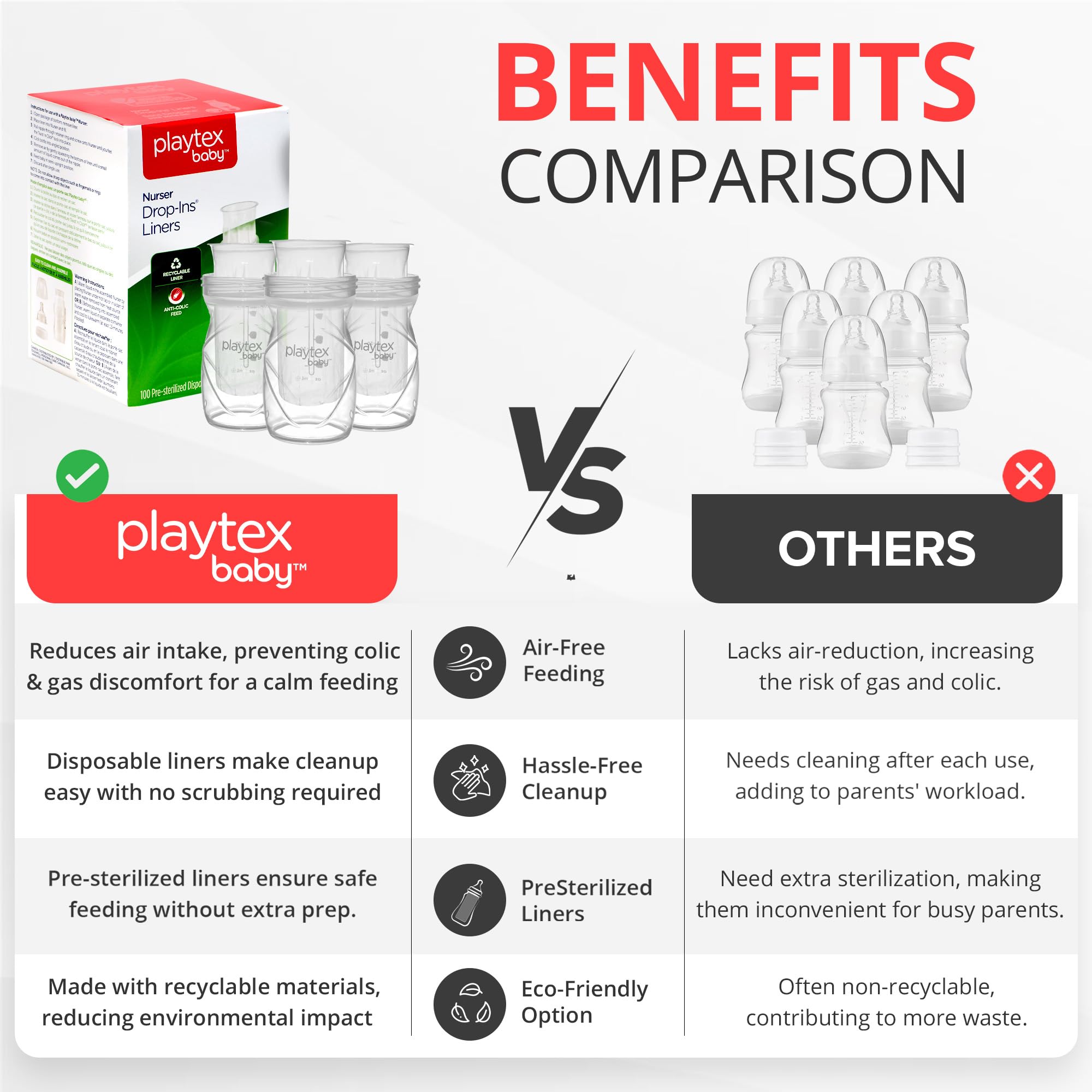 Playtex Baby Nurser anti-colic liners reduce air intake during feeds.