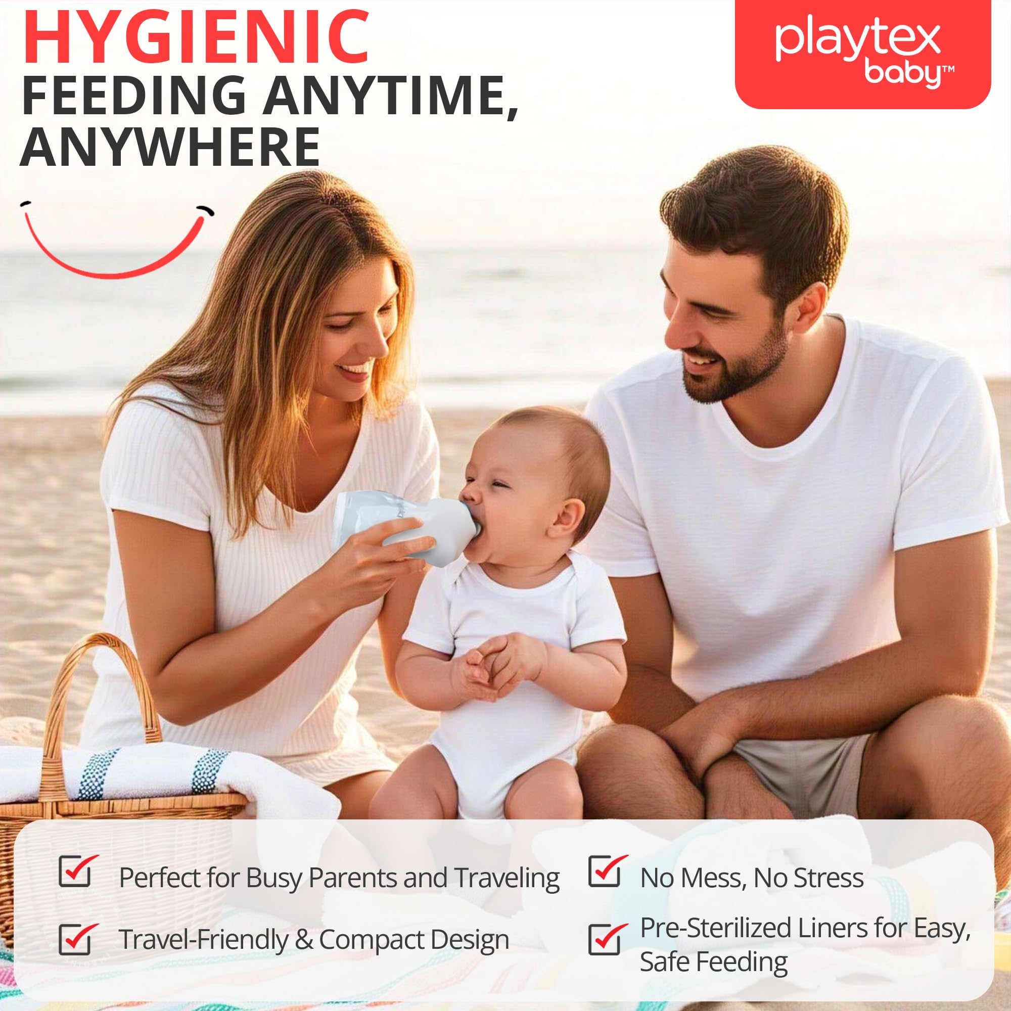 Playtex Baby Nurser bottle with liner inserted, anti-colic design in action.