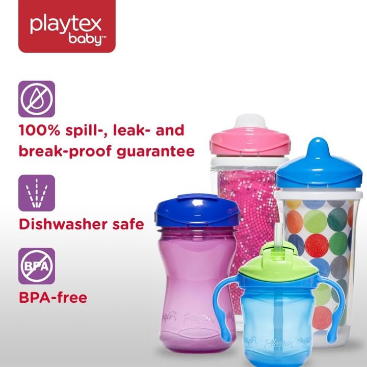 Playtex Baby Sipsters easy-grip cups simplify transition from bottle to cup.