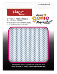 Blue knit lid off reveals easy-access pail design for quick diaper changes.