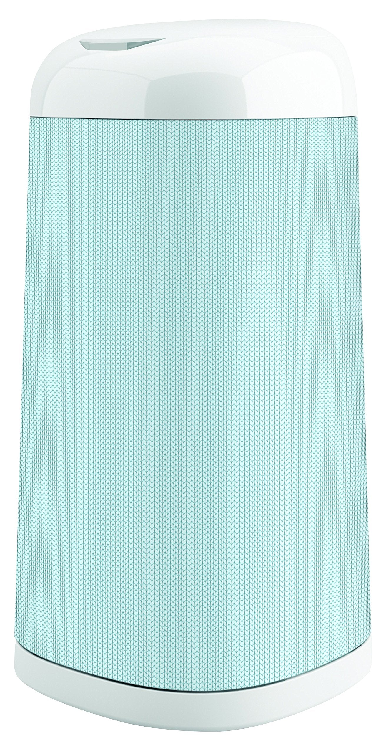 Close-up of Playtex Diaper Genie Expressions blue knit sleeve fabric shows designer texture.