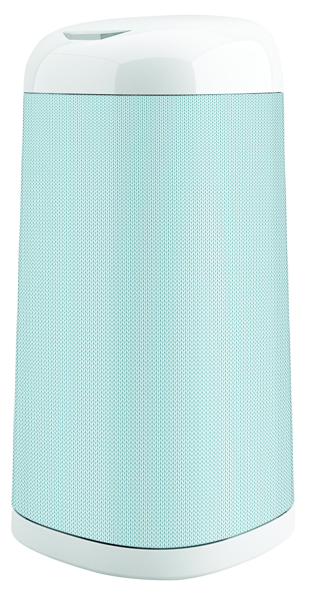 Close-up of Playtex Diaper Genie Expressions blue knit sleeve fabric shows designer texture.