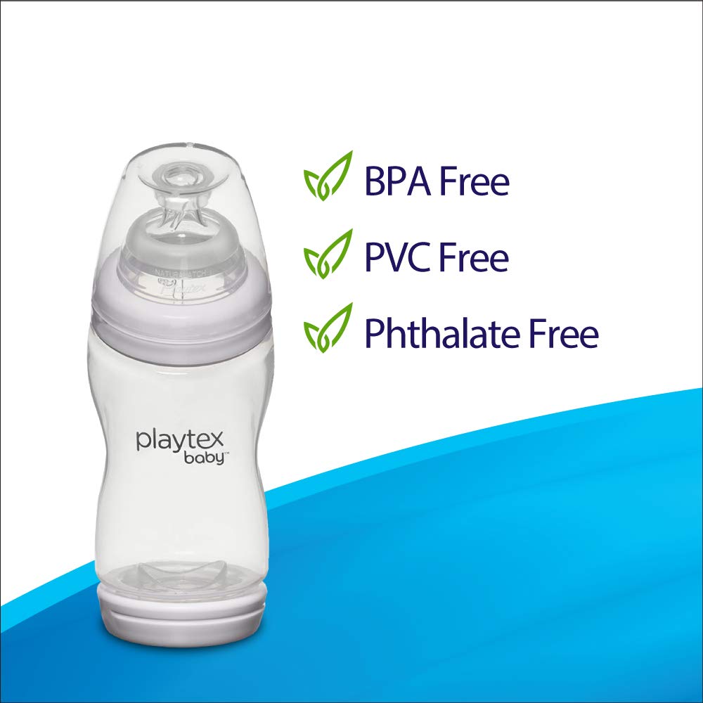 Playtex Naturalatch wide nipple mimics mom's latch for smoother breast-to-bottle transitions.