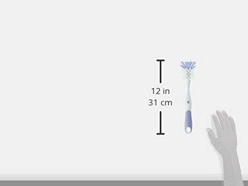 Playtex SmartSpace ergonomic bottle brush with non-slip grip for comfortable scrubbing.