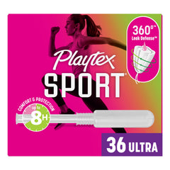 Playtex Sport tampon with 360-degree Leak Defense supports active movement.