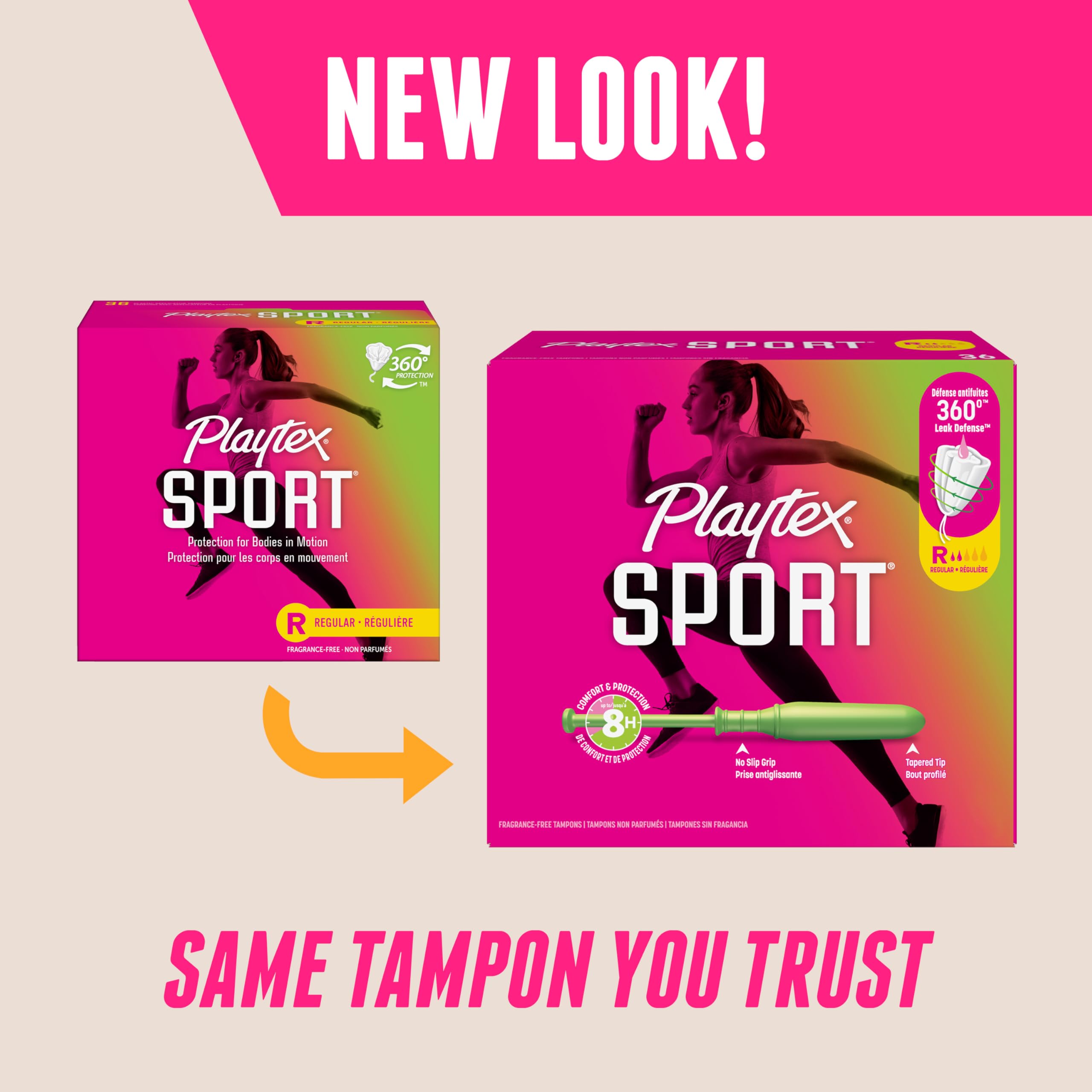 Playtex Sport tapered-tip applicator provides comfortable, easy insertion