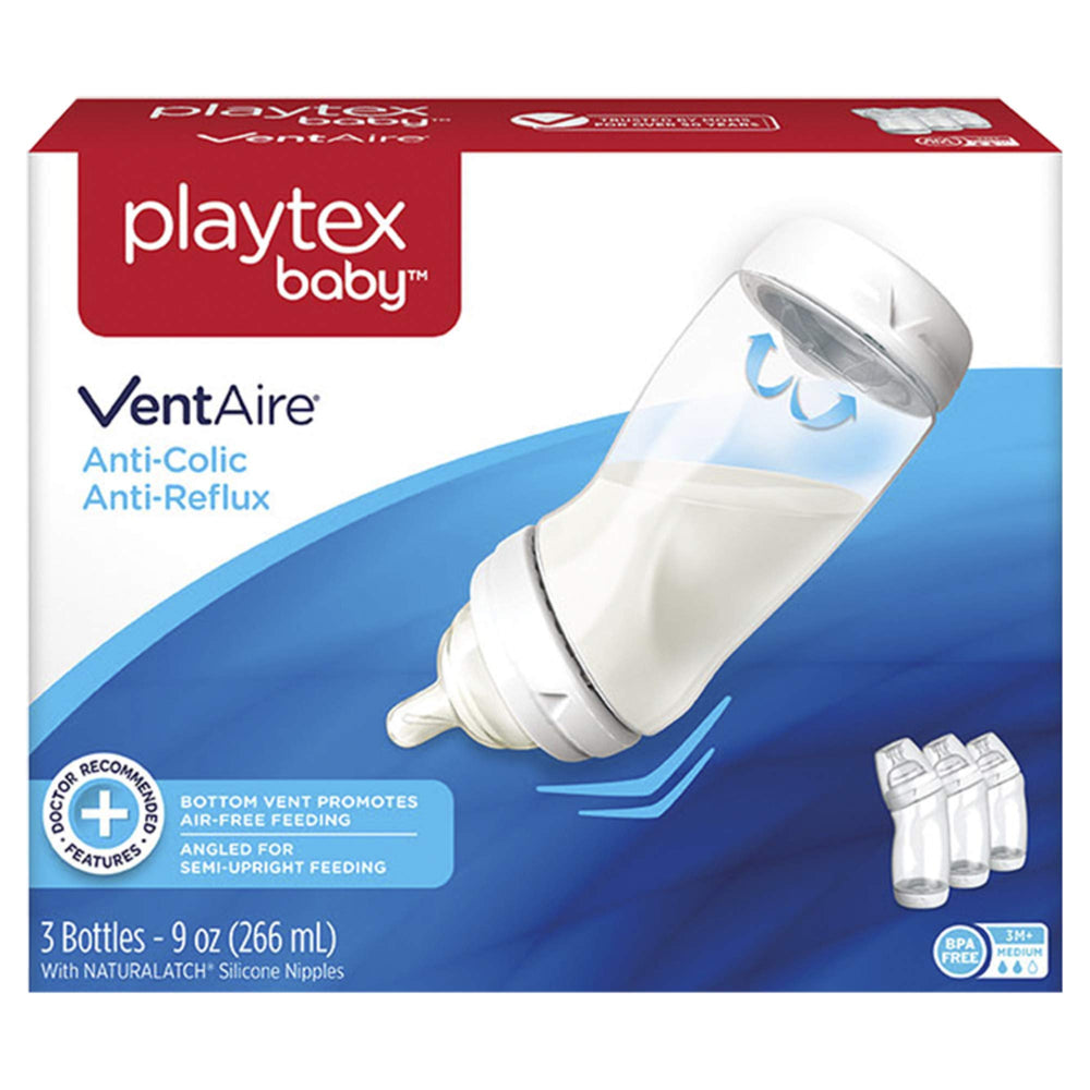 Playtex VentAire Advanced Wide Bottle bottom vent keeps air away from milk for smoother feeds.