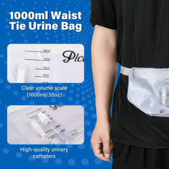 Plceo urine bag featuring adjustable waist belt to prevent leaks during movement.