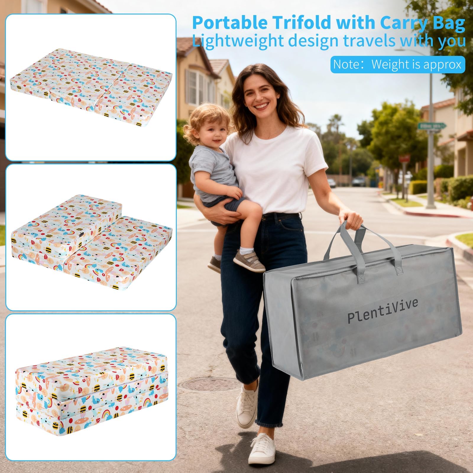 PlentiVive compact carry bag highlights travel friendly foldable design