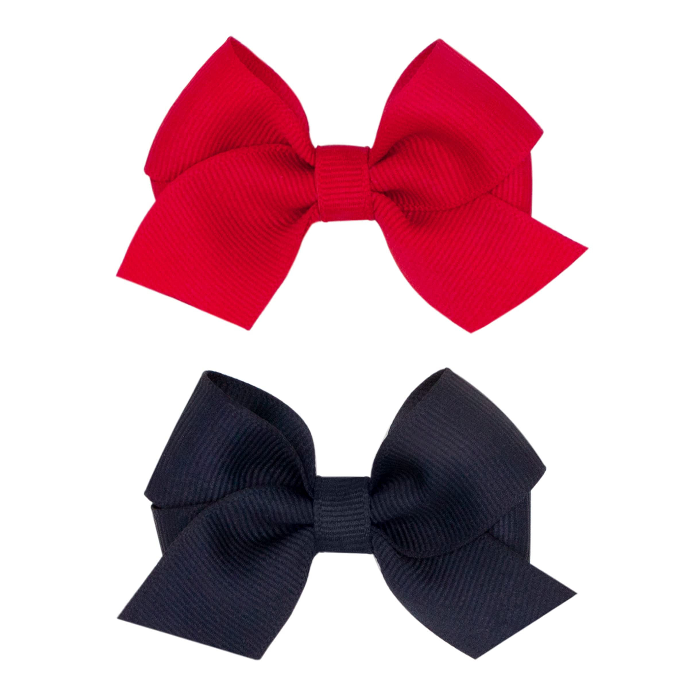 PLH two-pack mini front-tail grosgrain bows in two colors for daily outfits.