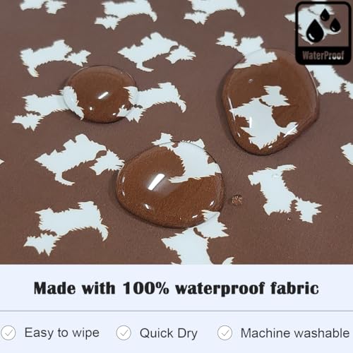 Plie bib brown puppy waterproof fabric close-up reveals PU coating