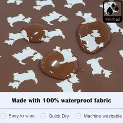 Plie bib brown puppy waterproof fabric close-up reveals PU coating