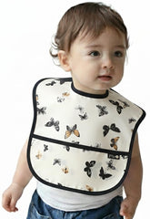 Plie Ivory Butterfly pocket detail highlights catch-all pocket to trap spills during meals
