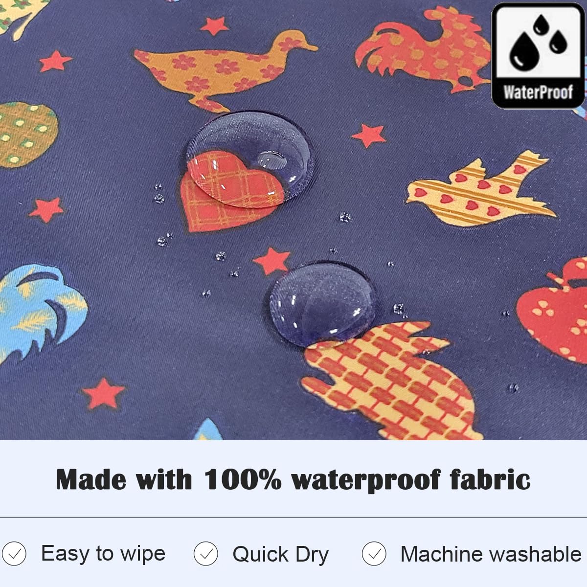 Plie BPA-free bib Navy Zoo offers skin-safe waterproof protection.