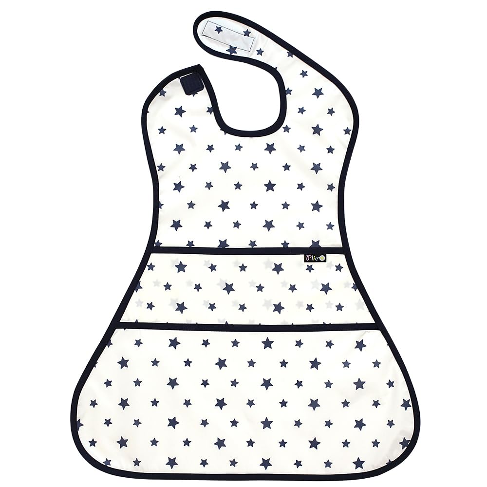Plie full coverage bib side neck closure enables quick, secure self-feeding.