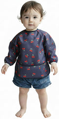 Plie long sleeve bib shows full coverage for meals and spills.