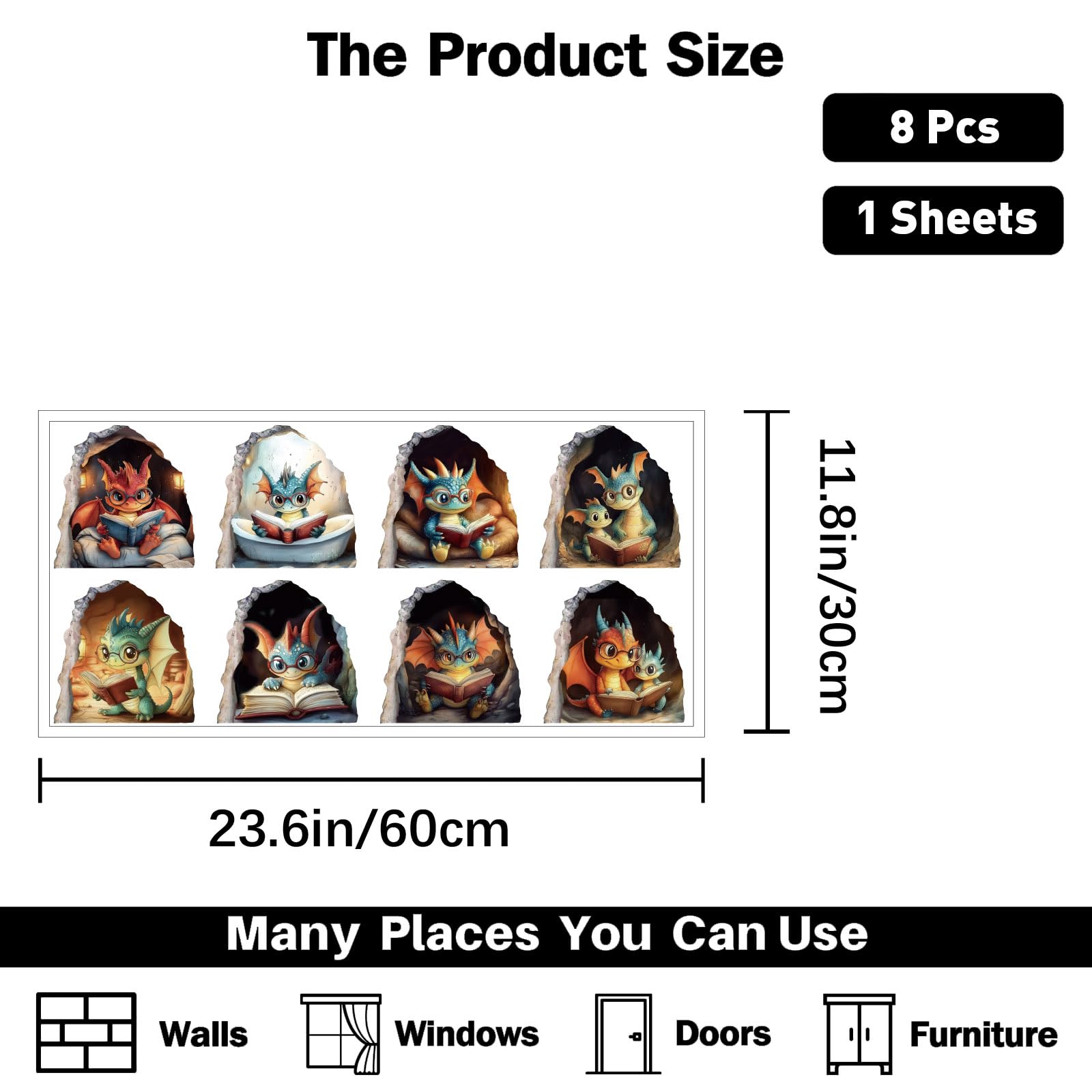 PLIGREAT DIY dragon wall sticker pieces to customize scenes