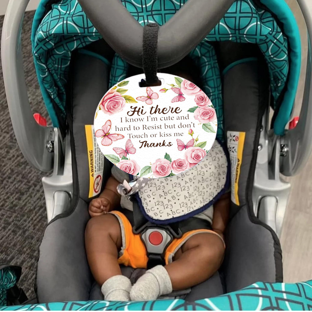 PLIGREAT watercolor sign on stroller canopy, decorative yet functional reminder