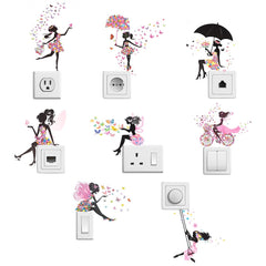 PLIGREAT flower-butterfly switch sticker collection adds whimsical outlet decor