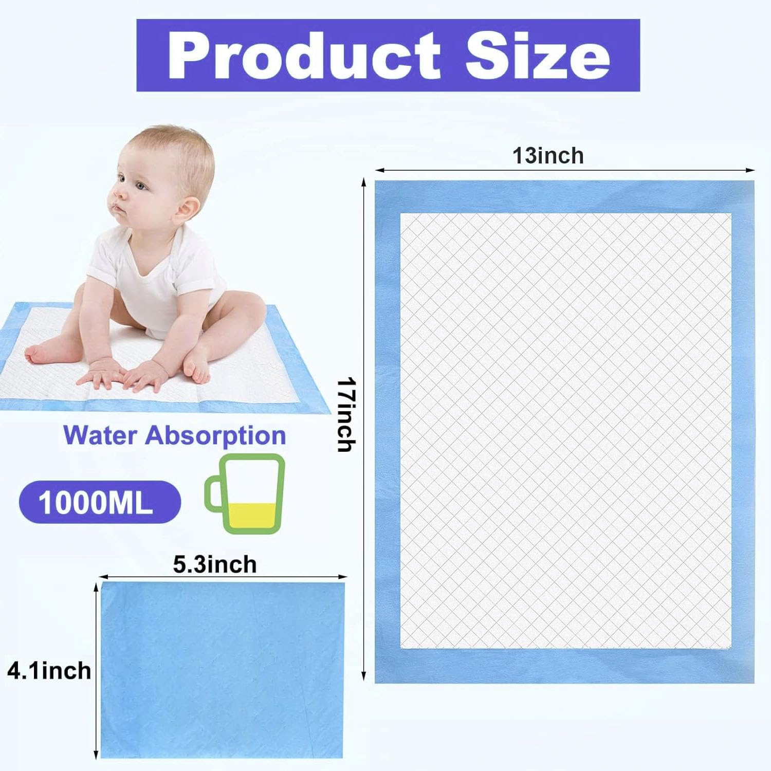 PLMMOUT breathable large baby underpad keeps surfaces dry during changes.