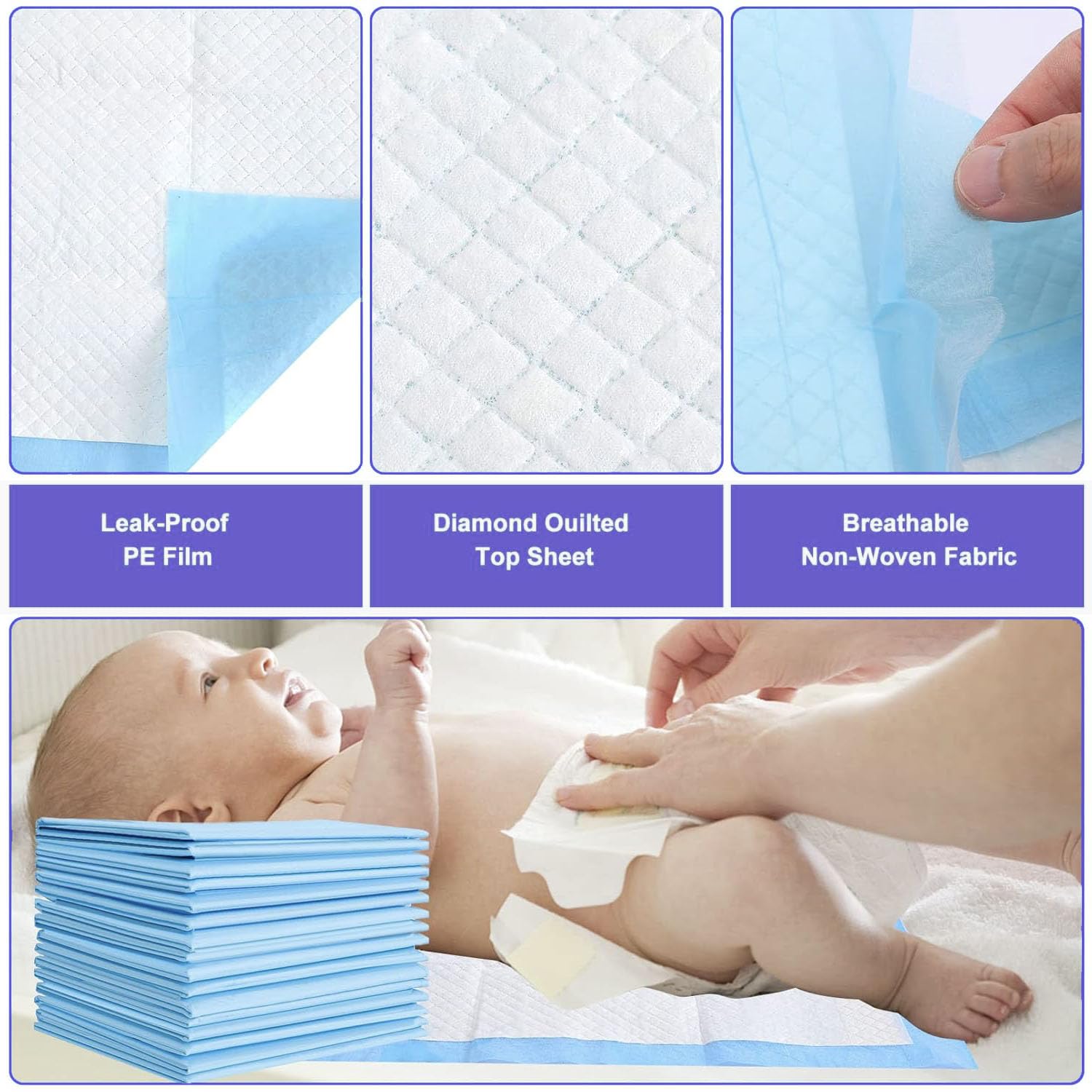 PLMMOUT ultra-absorbent polymer core locks moisture quickly for mess-free surfaces.