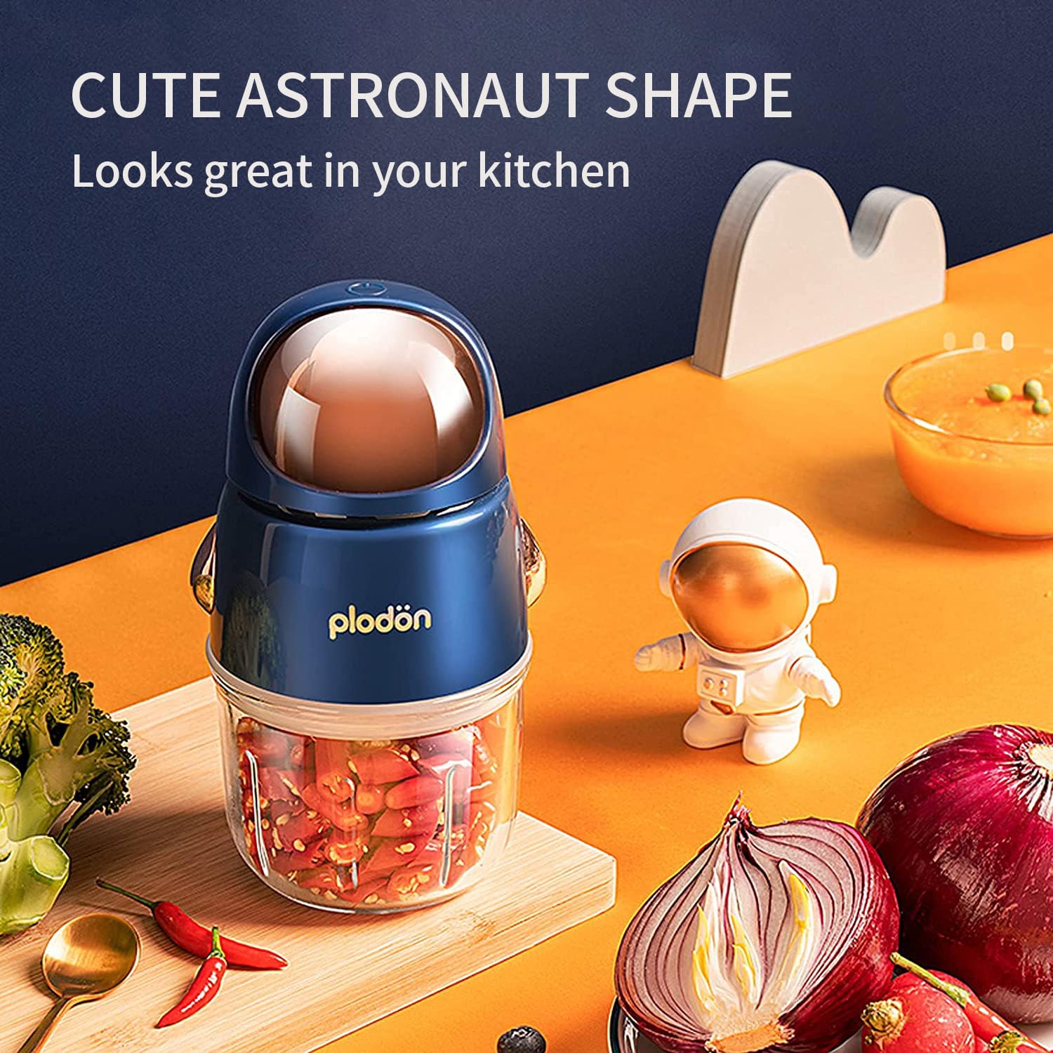 Plodon Spaceman-Blue complete set image featuring bowl, blades, and accessories.