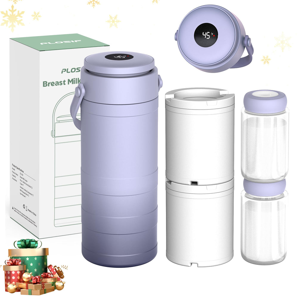 PLOSIF breast milk cooler digital display shows real-time temperature