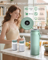 PLOSIF breastmilk cooler with digital display close-up reveals real-time temperature readout.