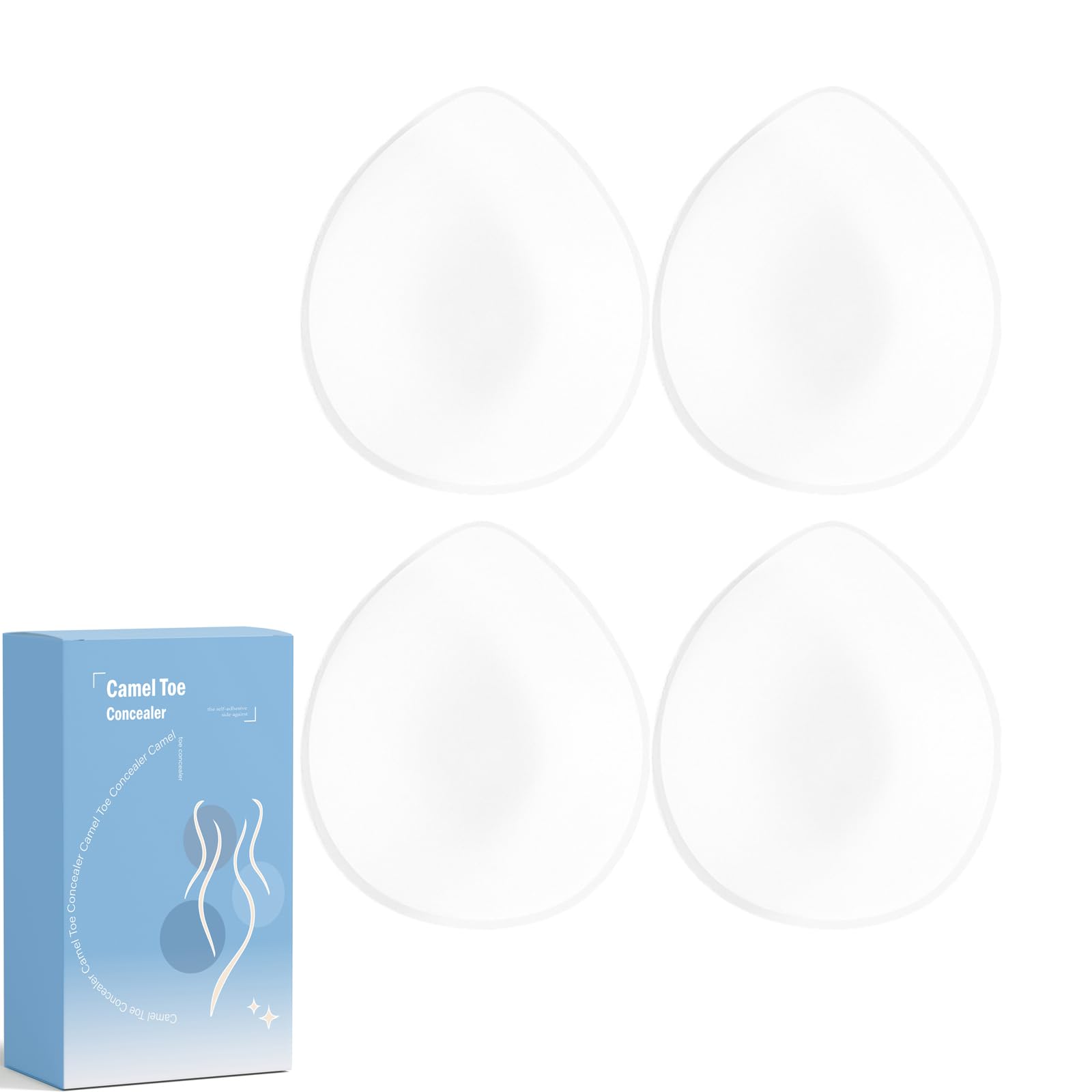 Plthuoe camel toe concealer pack open shows discreet self-adhesive pads for all-day comfort.