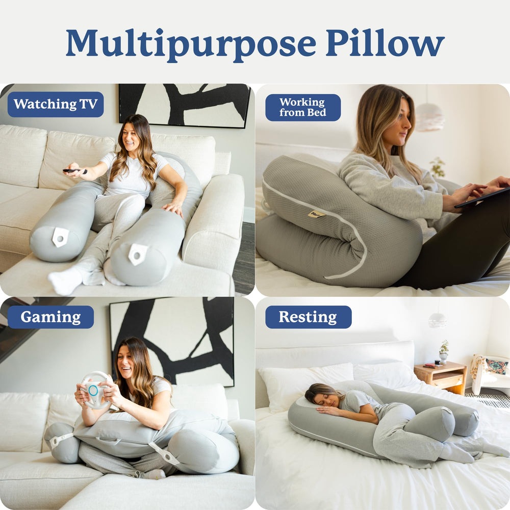 Plufl Hugl maternity-friendly U-shape supports belly and back during sleep