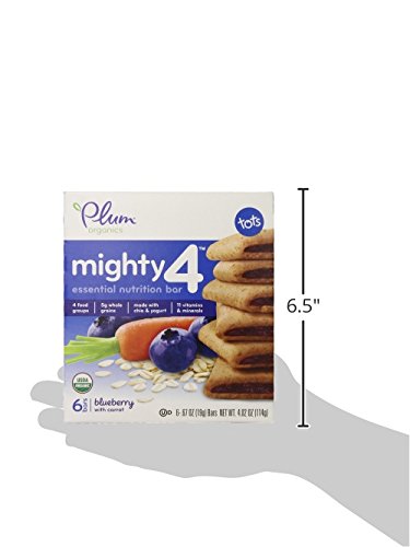Plum Organics Mighty 4 nutrition panel highlights 11 vitamins and minerals per bar.