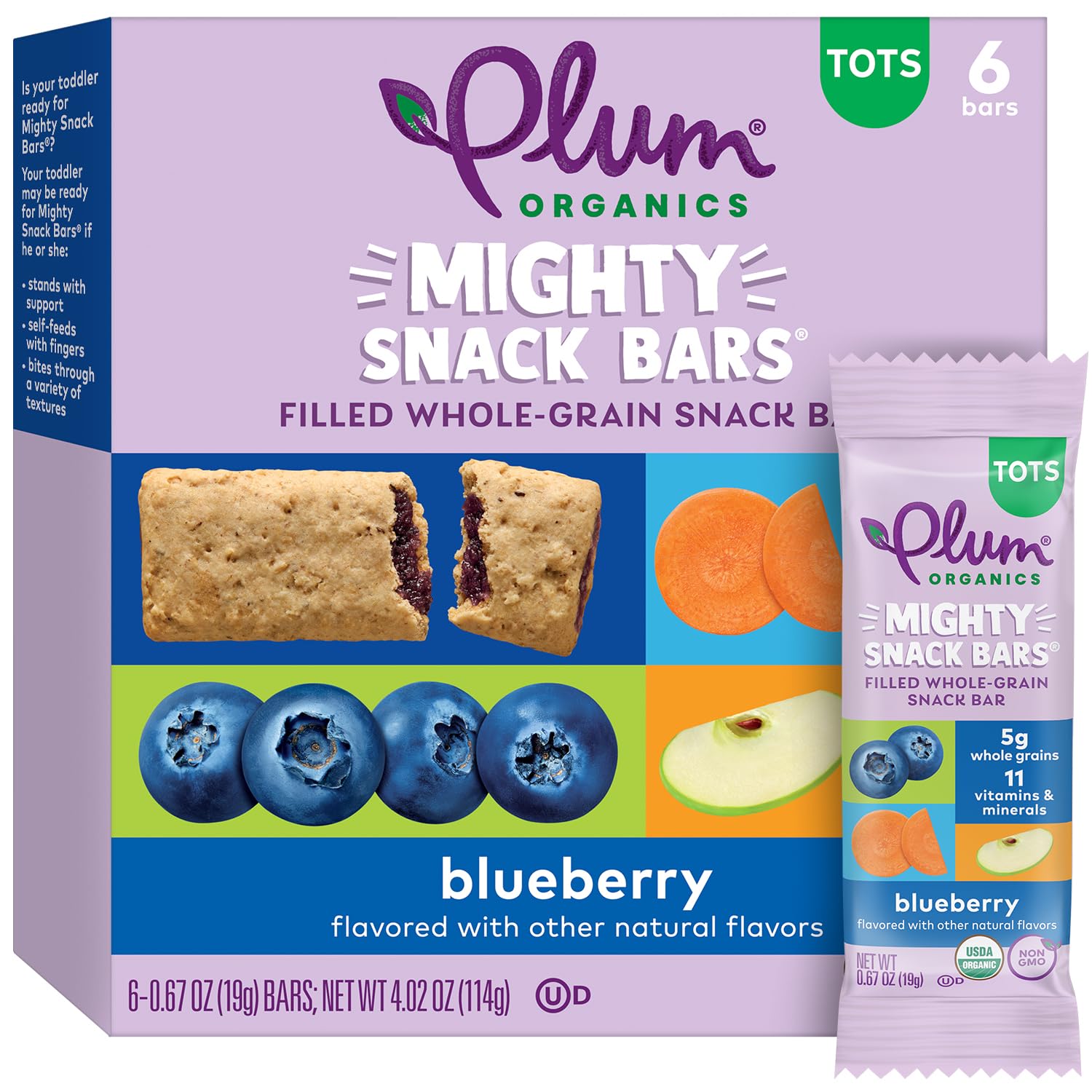 Plum Organics Mighty Snack Bars blueberry on-the-go toddler energy boost